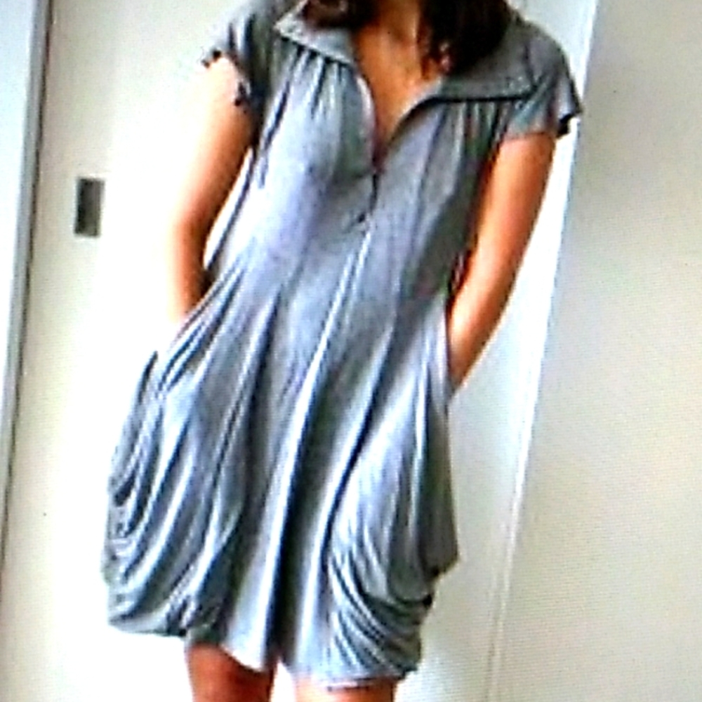 Kensie Short Sleeve Midi Dress, Large, Casual light Grey